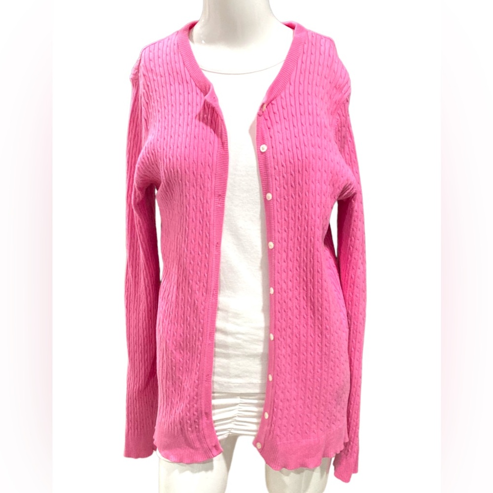 Lilly Pulitzer cable knit pink cardigan women’s size medium